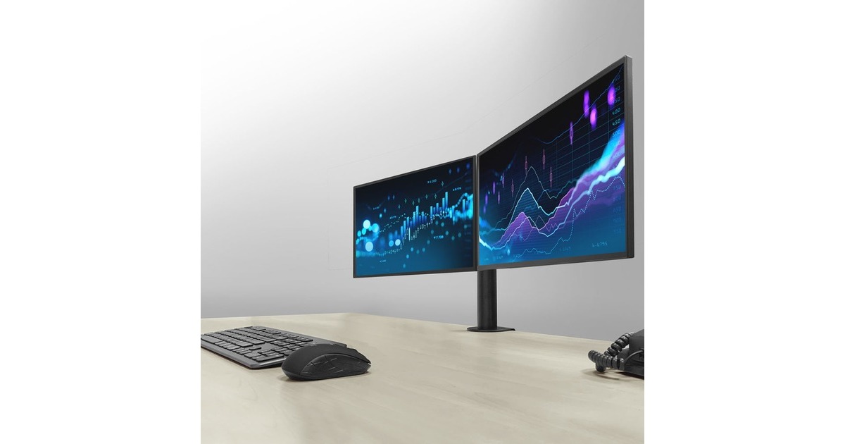 ACT ConnectivityMonitorarm office solid pro, 2 schermen bevestiging  (Zwart)
