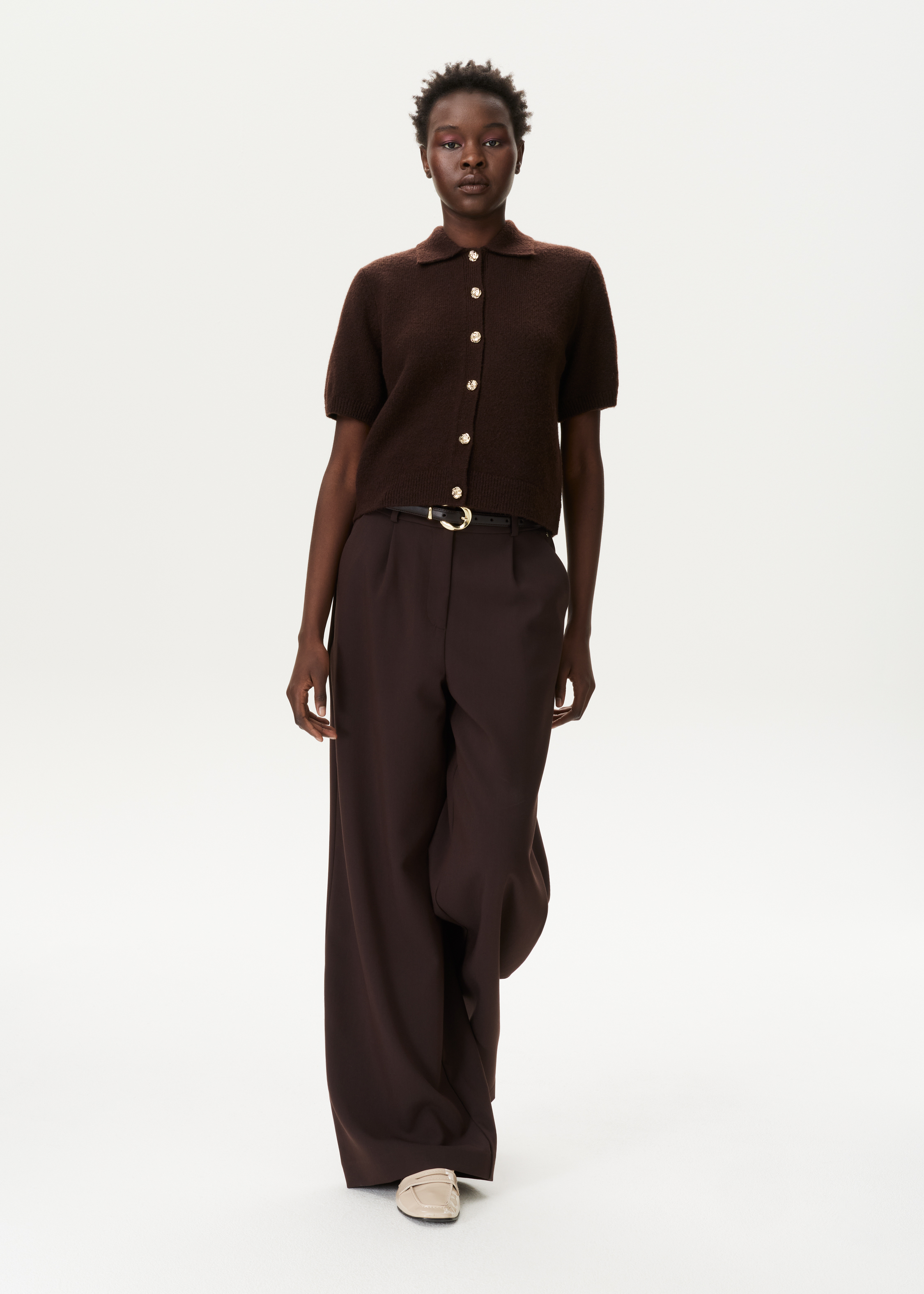 Gebreide polo vest