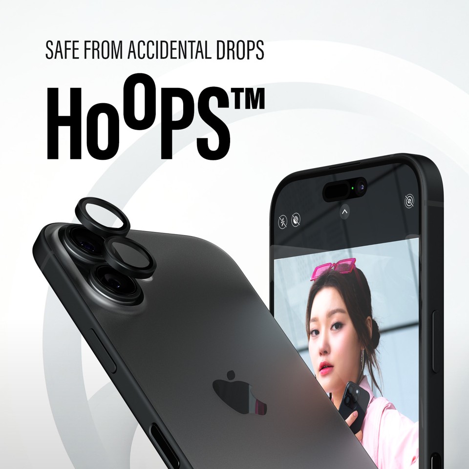 PanzerGlass - Hoops Linse Beskytter - iPhone 16/iPhone 16 Plus - Sort
