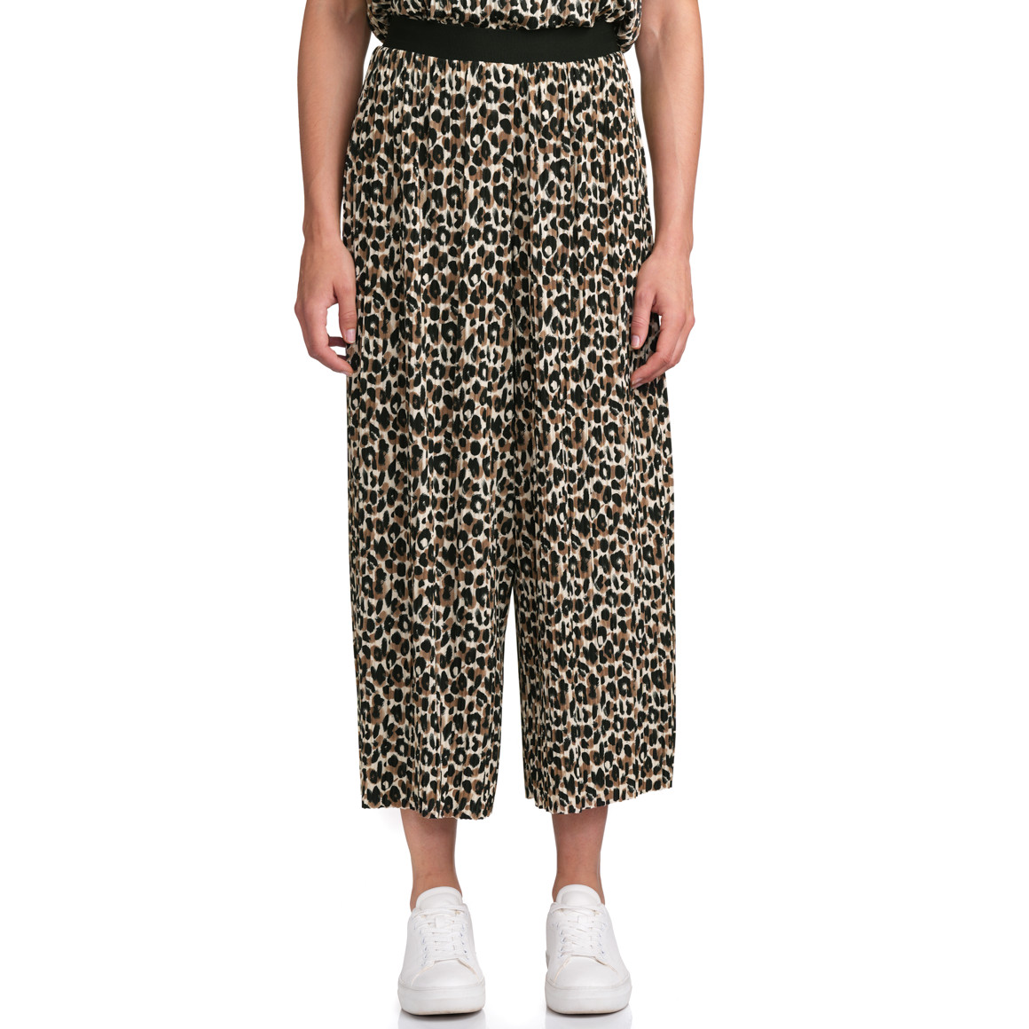 Gina Benotti Damen Plissee-Culotte im Leo-Look hellbraun / schwarz