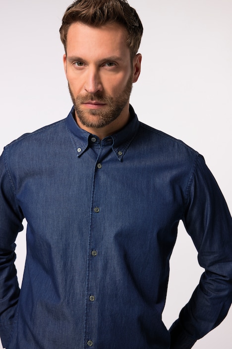JP 1880 Jeanshemd, Langarm, Buttondown-Kragen, Comfort Fit, bis 8 XL