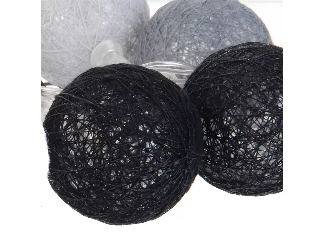 Guirlande Boule 10 Led Gris Noir Blanc 4x192cm 8 8