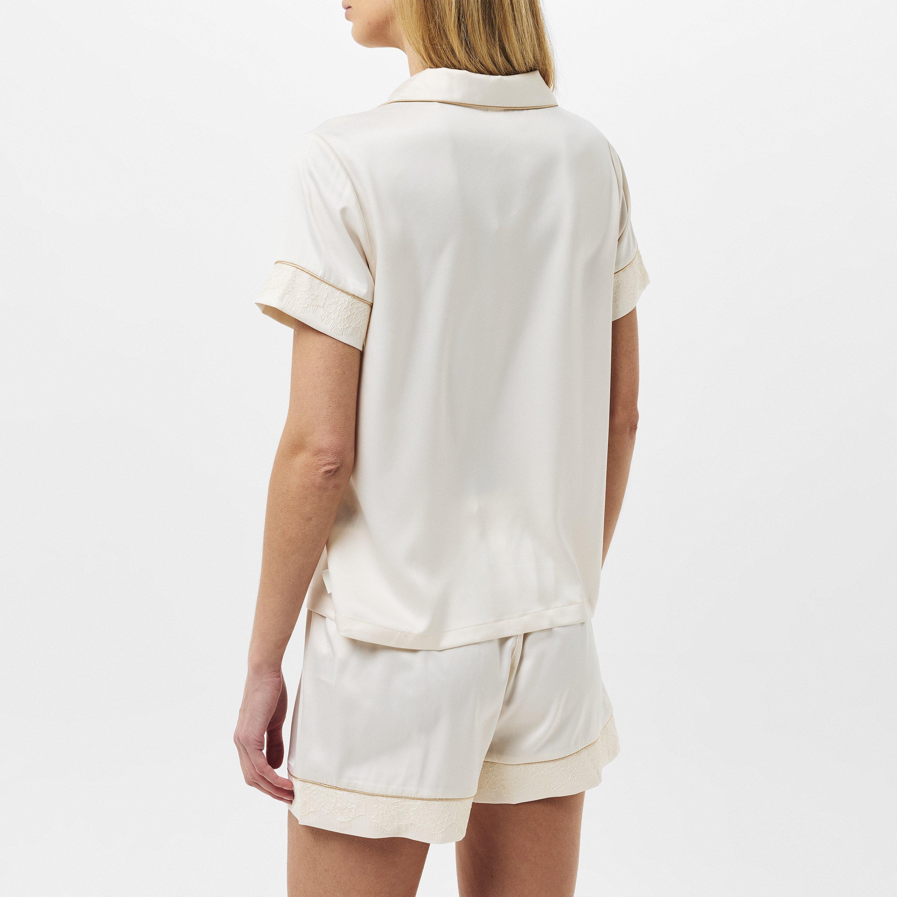 Chelsea Peers Satin Lace Short Sleeve Pyjama Set