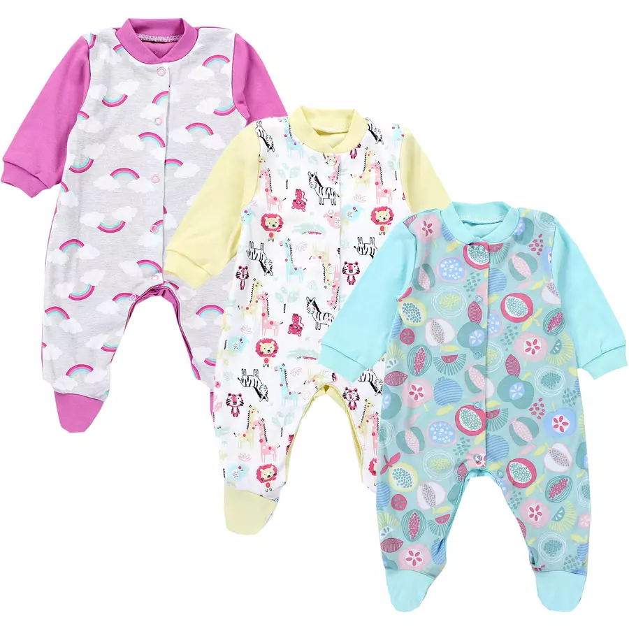 TupTam Baby Mädchen Schlafstrampler mit Fuß 3er Pack gelb