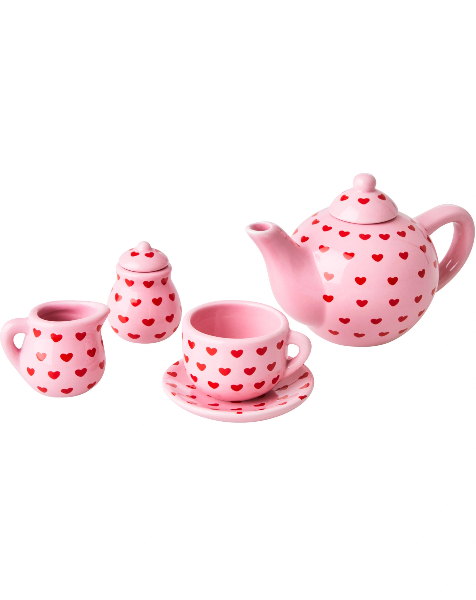 Tee-Service HEARTS 5er-Sets in pink