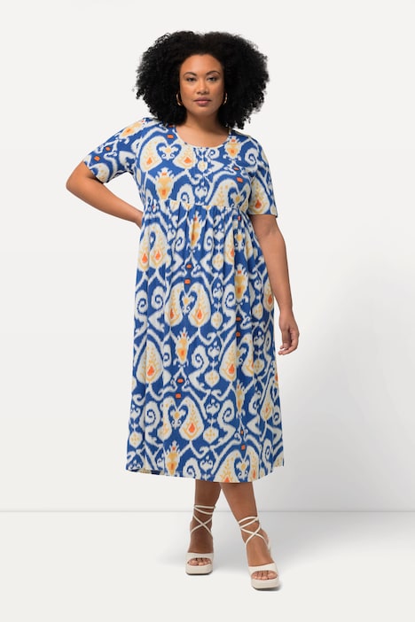 Jerseykleid, Paisley, A-Linie, Rundhals, Halbarm