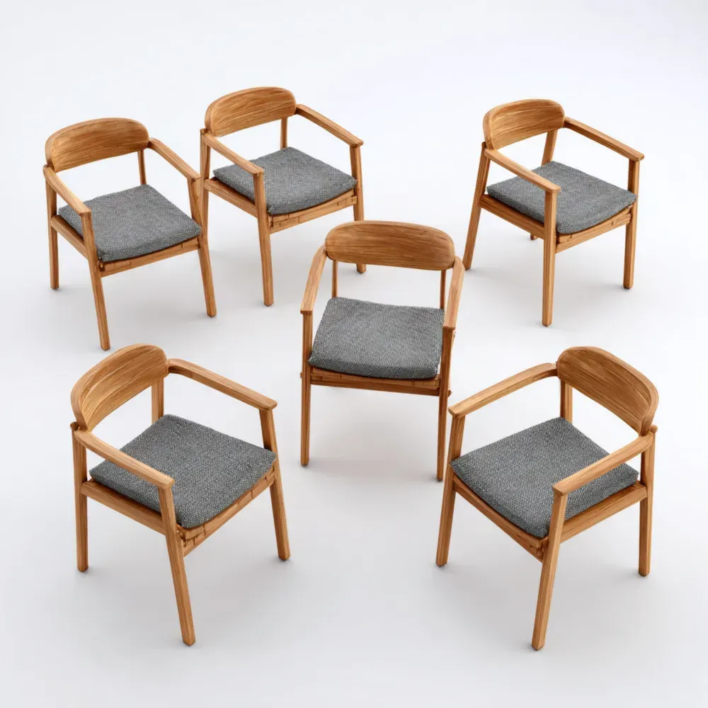 Esszimmerstuhl Set aus Holz mit grauen Polstern 50x50x85 cm – klassisches Design