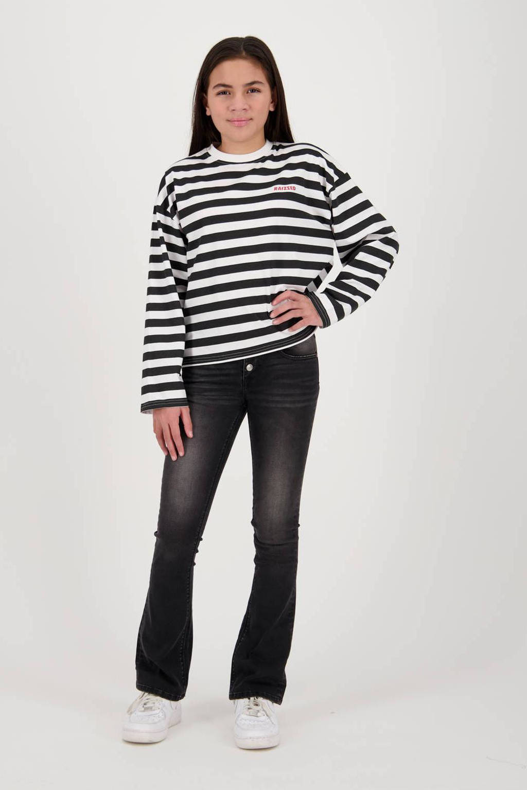 Raizzed gestreepte longsleeve Kiki zwart/wit