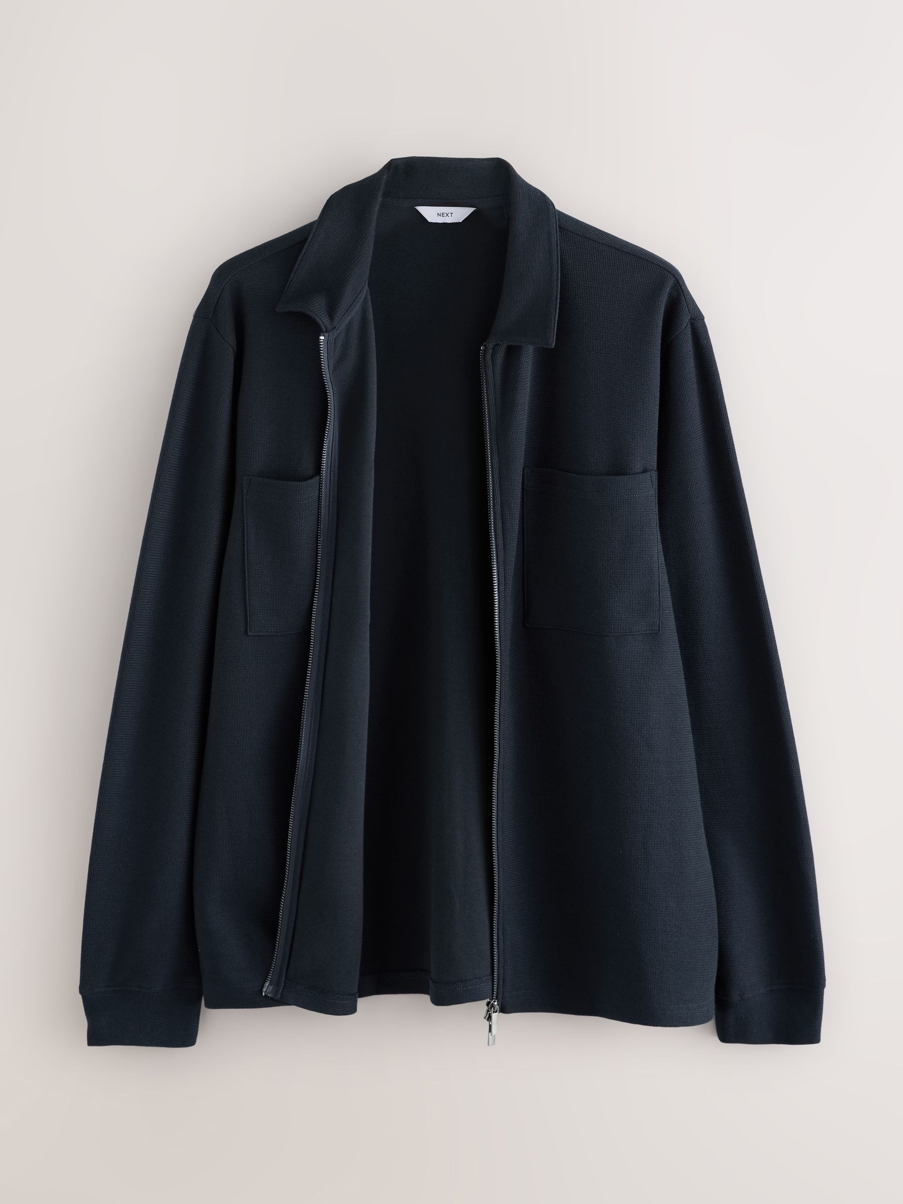 Donkerblauw - Textured Zip Through Shacket