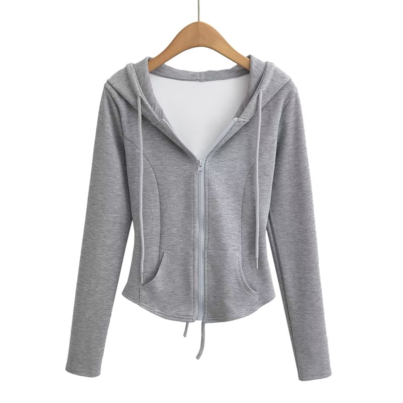 Bazer - Effen hoodie met rits / Hoge taille flared broek