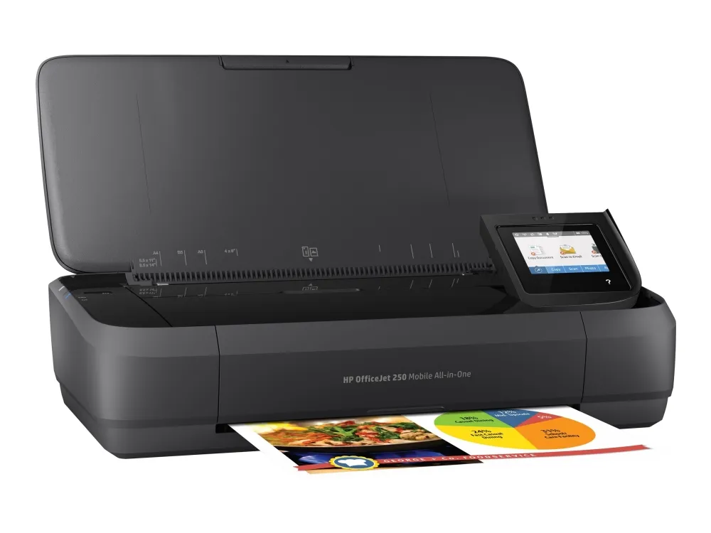 HP Officejet 250 Mobile All-in-One - Multifunktionsprinter - farve - blækprinter - Legal (216 x 356 mm) (original) - A4/Legal (medie) - op til 8 spm (kopiering) - op til 10 spm (udskriver) - 50 ark - USB 2.0, USB vært, Wi-Fi