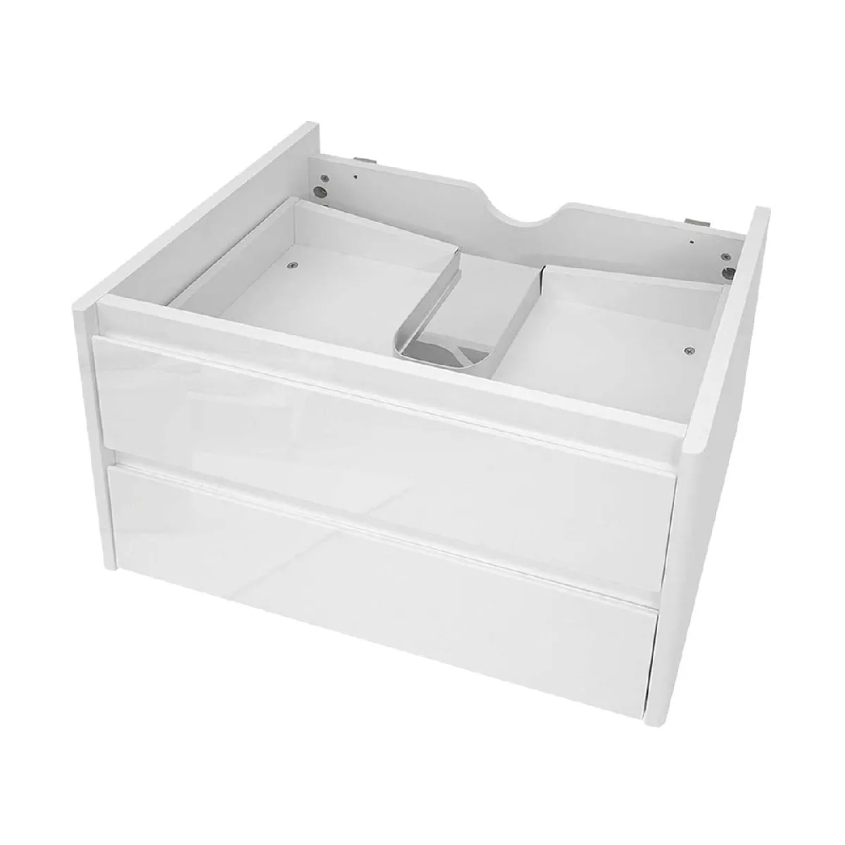 decoshop26 Meuble bas sous évier 2 tiroirs - Blanc brillant