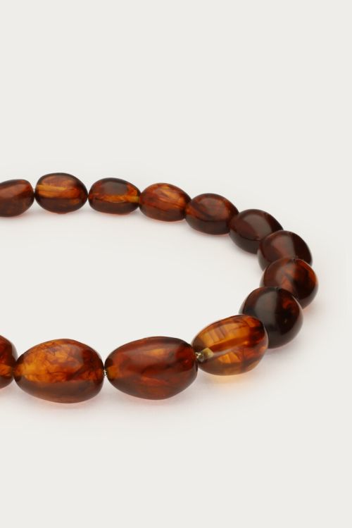 Bruine ketting met statement ovalen kralen