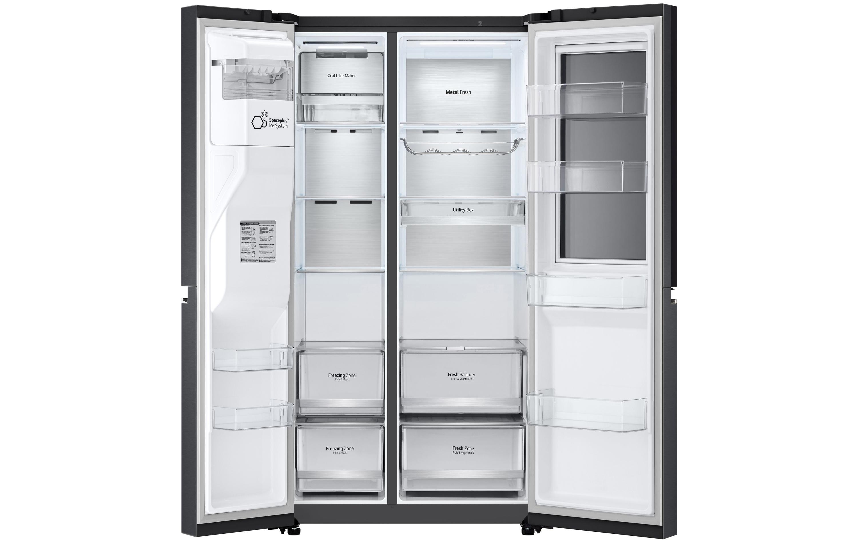 Foodcenter GSXV90MCDE Matte Black Steel<br>Side by Side Kühlgerät mit Fenster und Innenbeleuchtung