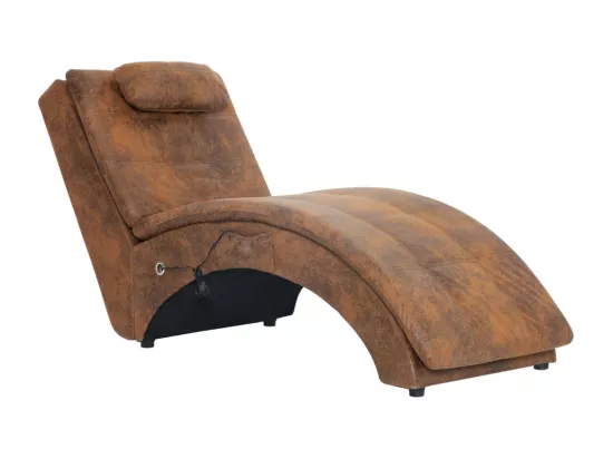 Prolenta Premium - Chaise longue de massage avec oreiller Marron Similicuir daim