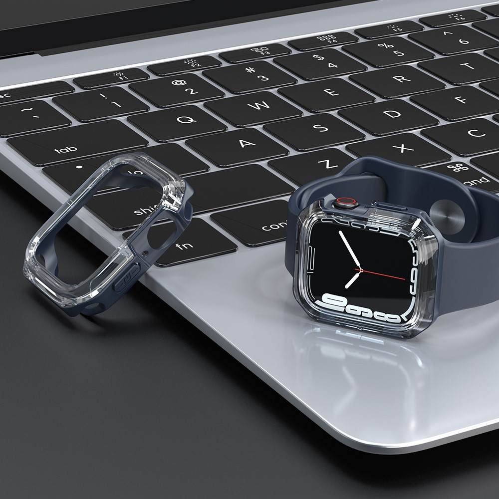 Apple Watch (45 mm) Hybrid Hardcase Bumper Hülle - Transparent / Blau