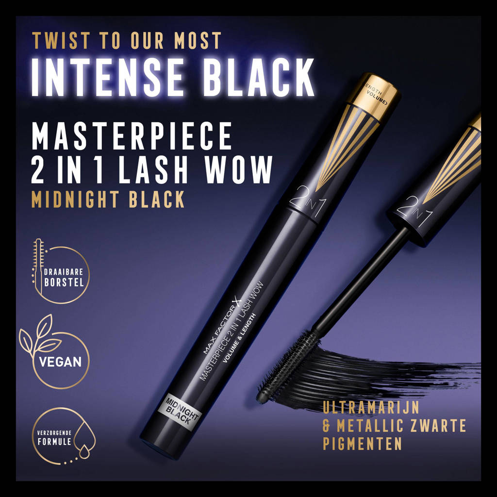 Fijne mascara voor overdagMasterpiece 2In1 Lash Wow mascara - Midnight Black