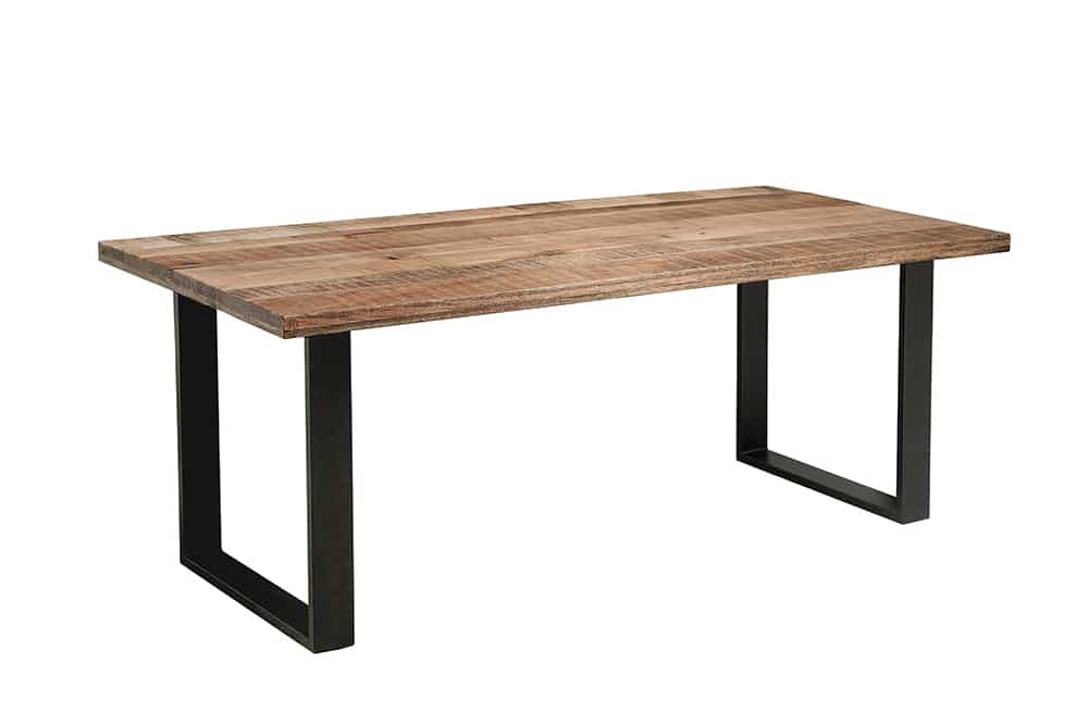 Massiver Esstisch IRON CRAFT 180cm natur Mangoholz Eisen Kufengestell Industrial Design