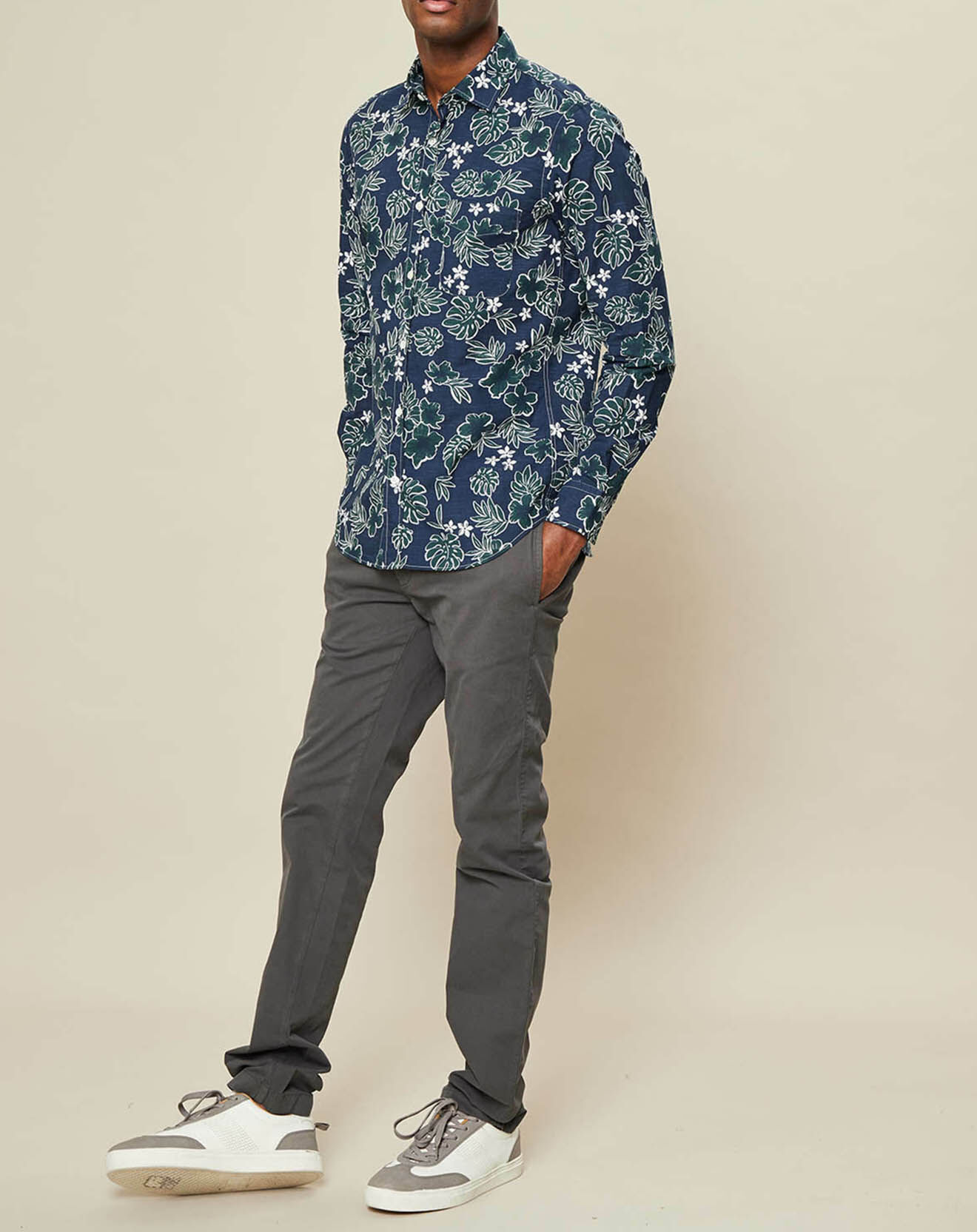 Hartford Chemise Slim Fit Storm  imprimée bleu marine/vert