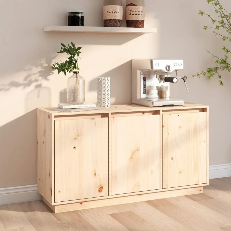 vidaXL - Dressoir met 3 deuren - Naturel - Massief grenenhout - 111x34x60 cm