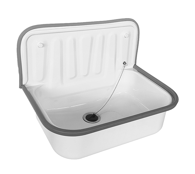 Mueller Bela uitstortgootsteen met afvoerstop wit glans 50x33x37cm