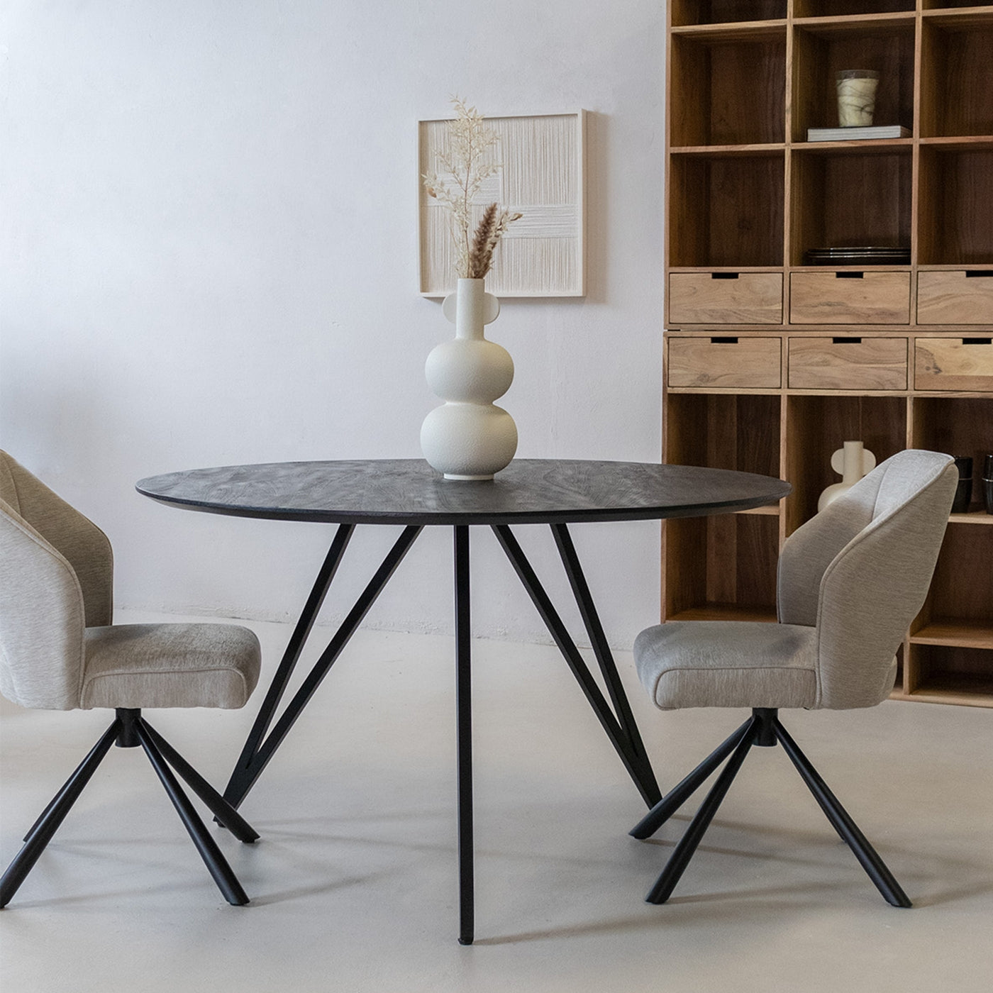 Giga Meubel - Eettafel Rond 130cm - Zwart - 4-6 Personen - Marly