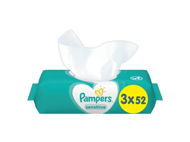 Pampers Sensitive 81687195, Vådservietter til baby, Dermatologisk testet, Allergivenlig, Neutral pH, Parfumefri