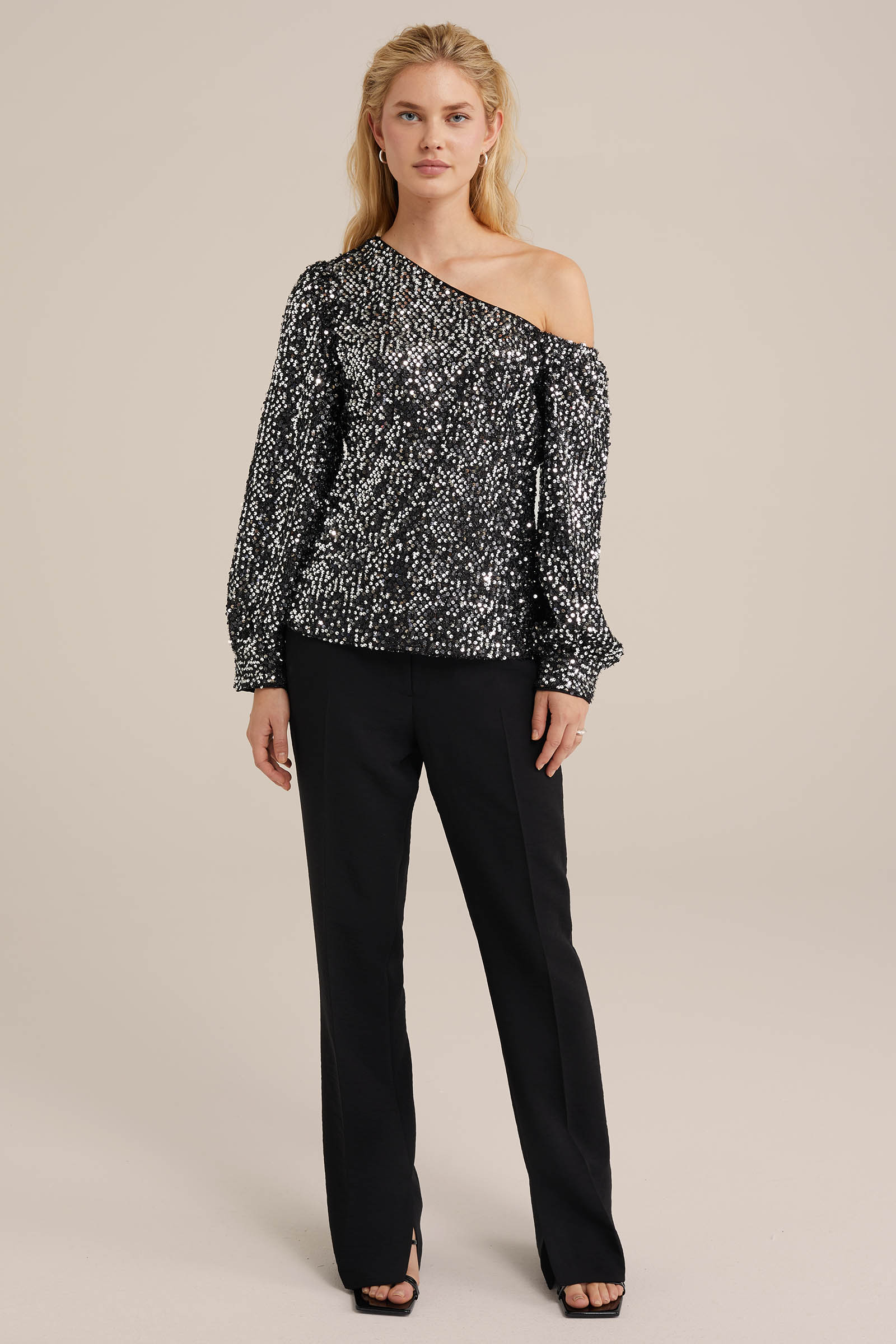straight fit pantalon WE Fashion Zwart