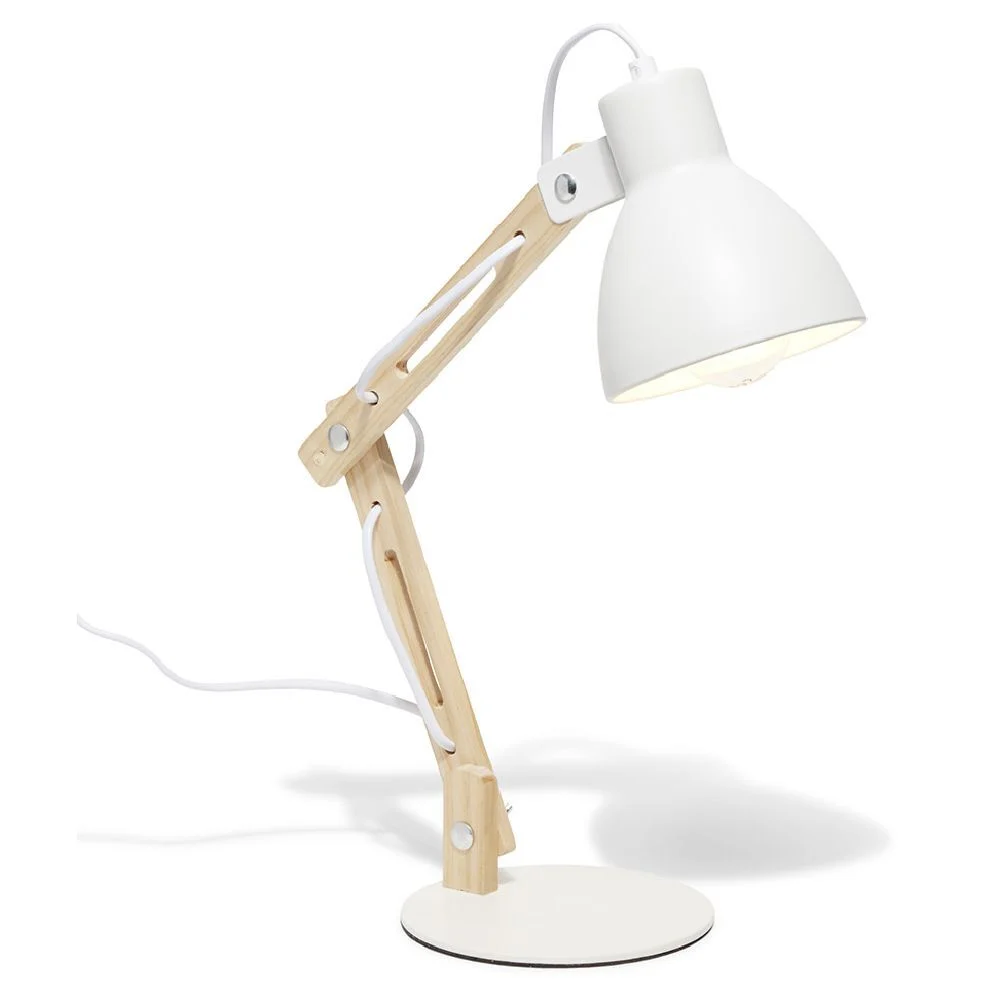 Lampe de bureau architecte bras articulé métal et bois