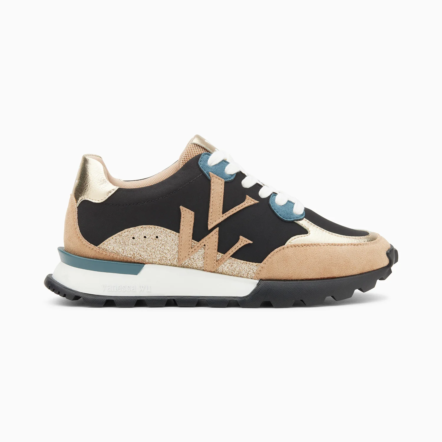 Sneakers-Baskets monogramme Caterina noir à semelle running