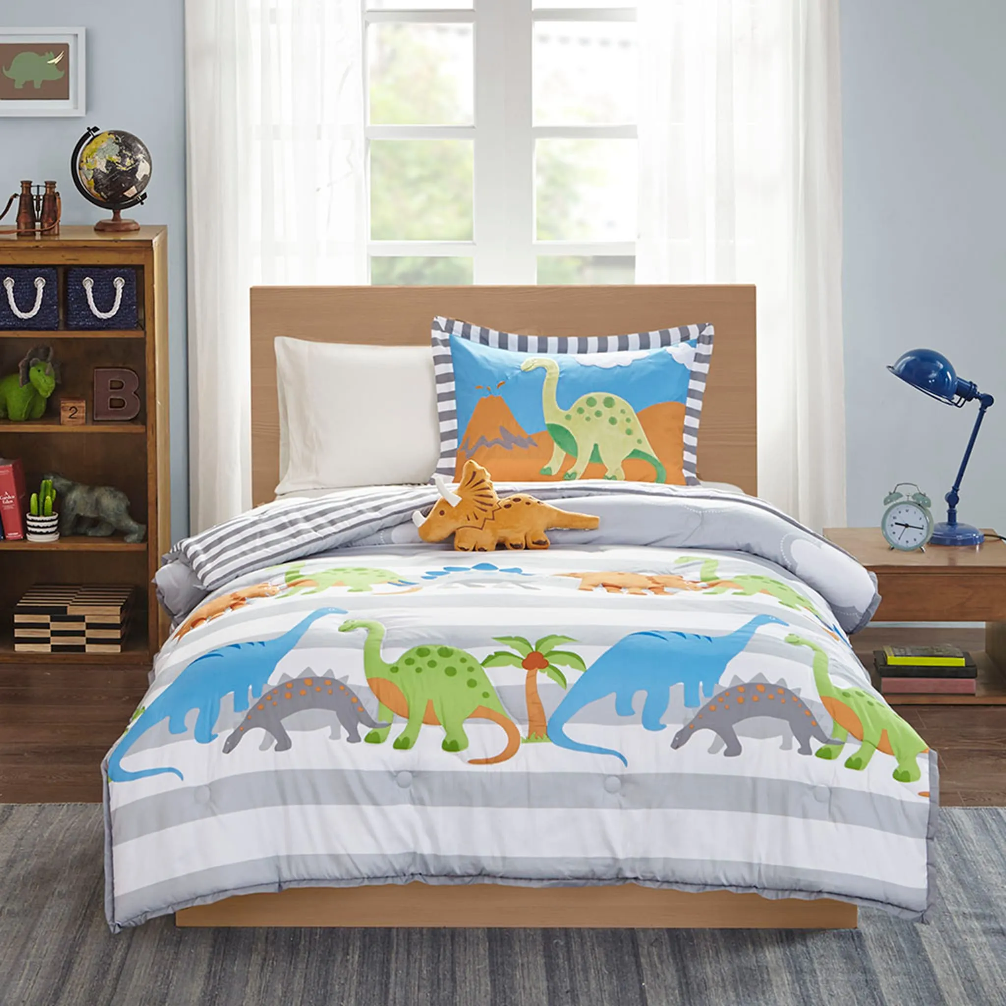 Clément - Maison Douillette 3 Morceaux Lit Simple - Dinosaures