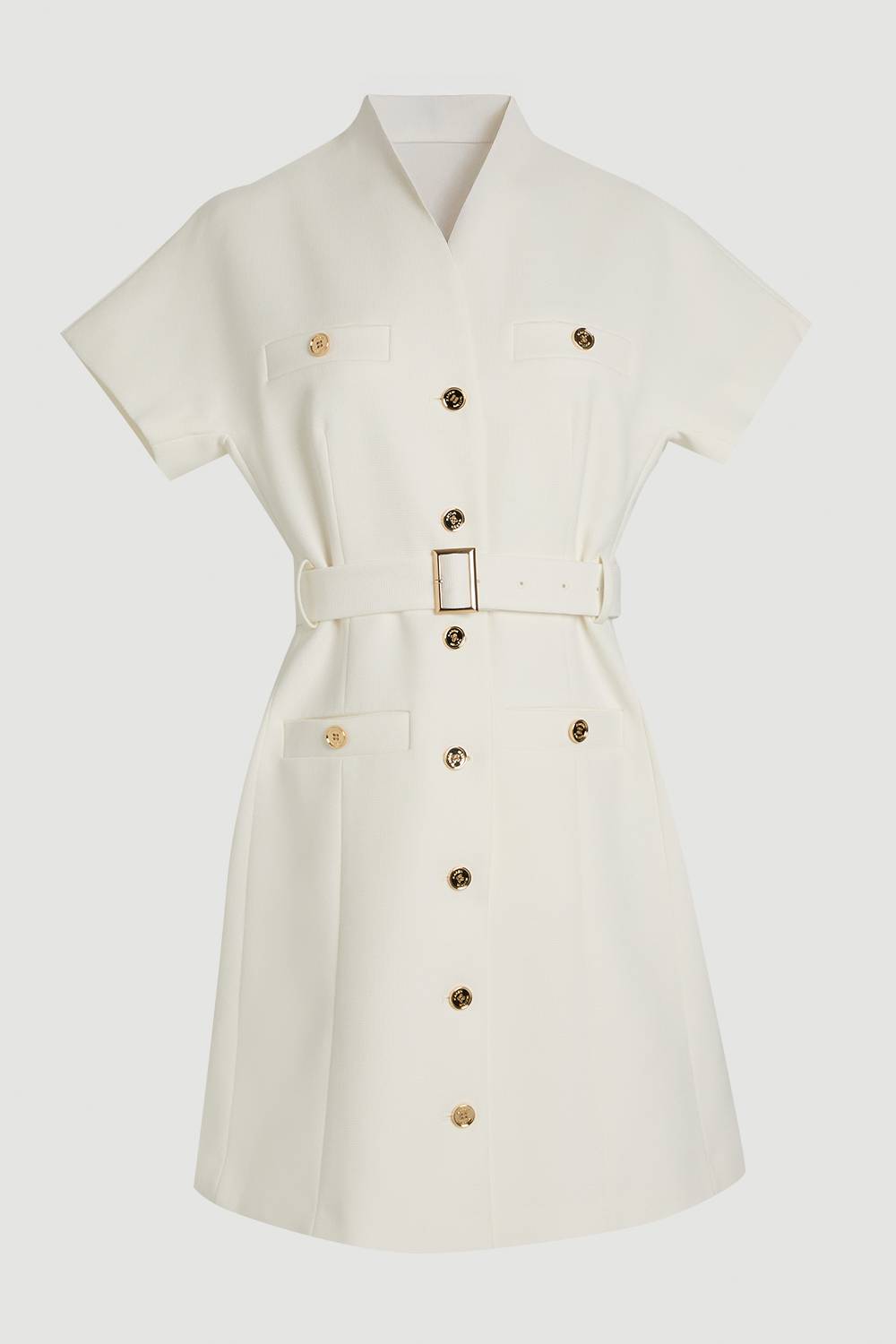 KarenMillen Robe Mini Moulante Texturée À Col Montant Avec Ceinture