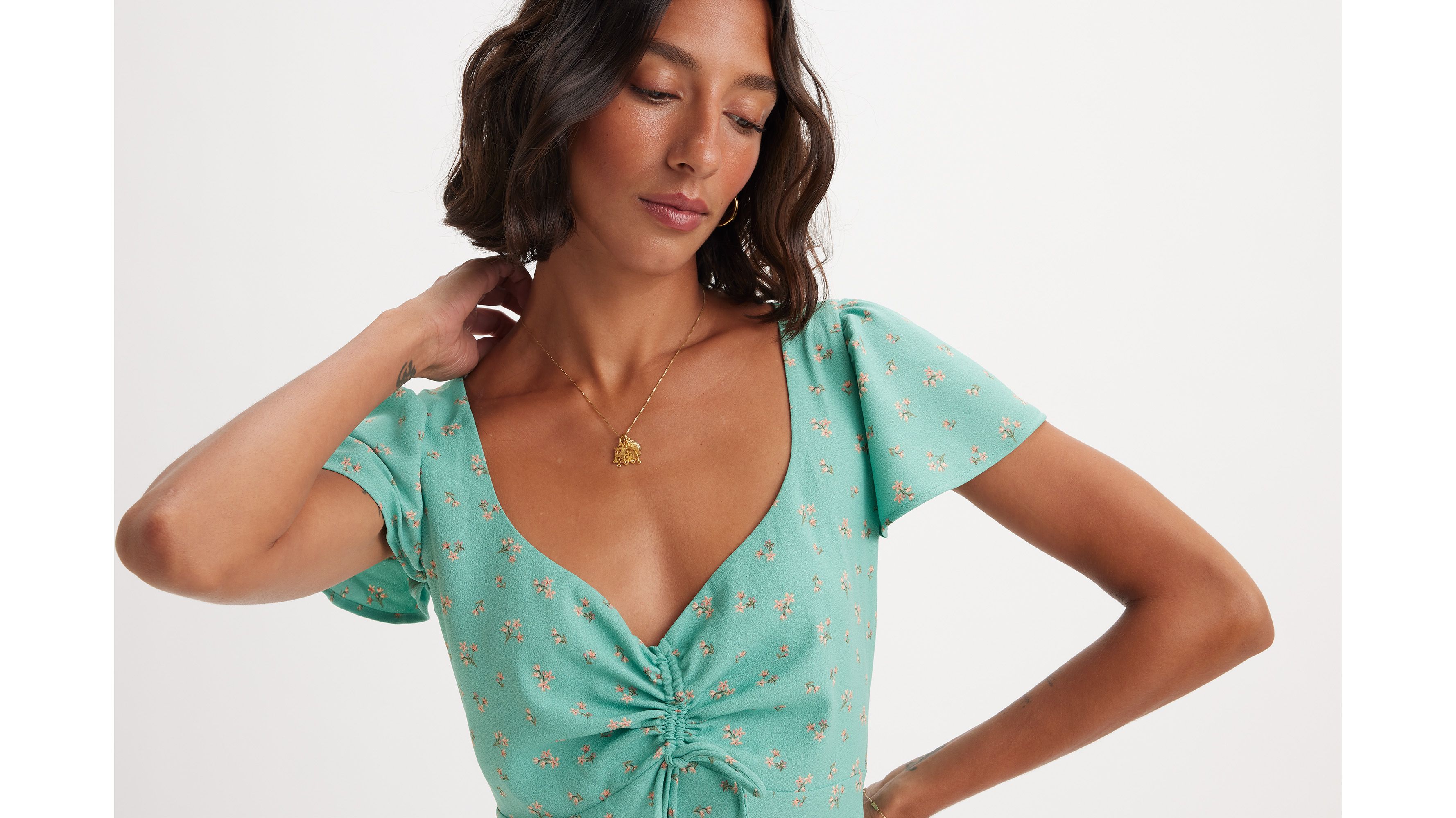 Robe manches papillon Skylar - Lykke Floral Beryl Green - Vert