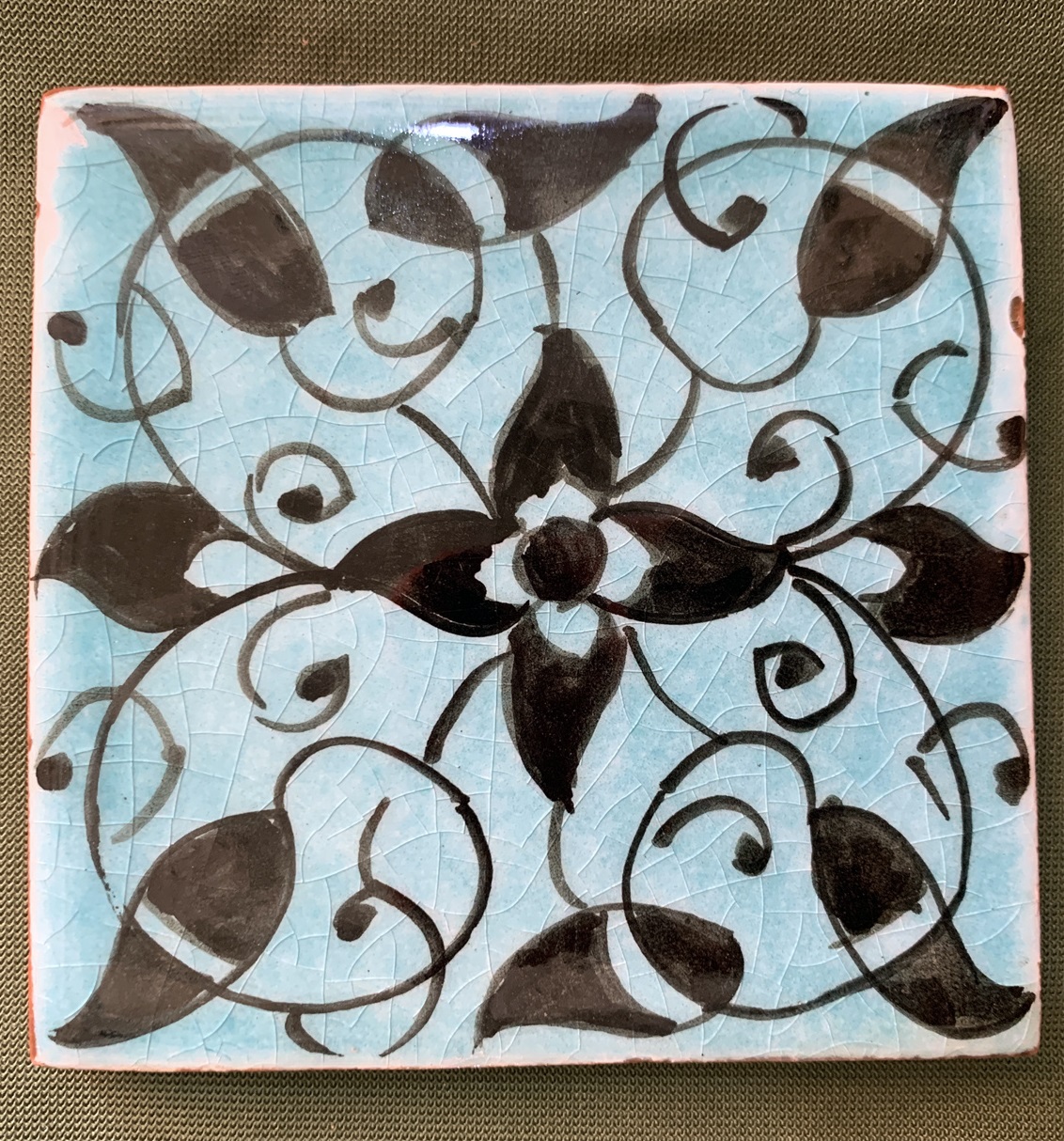 Kachel 'Taourik', blau, schwarz, H 10 cm, B 10 cm von fischer's lagerhaus