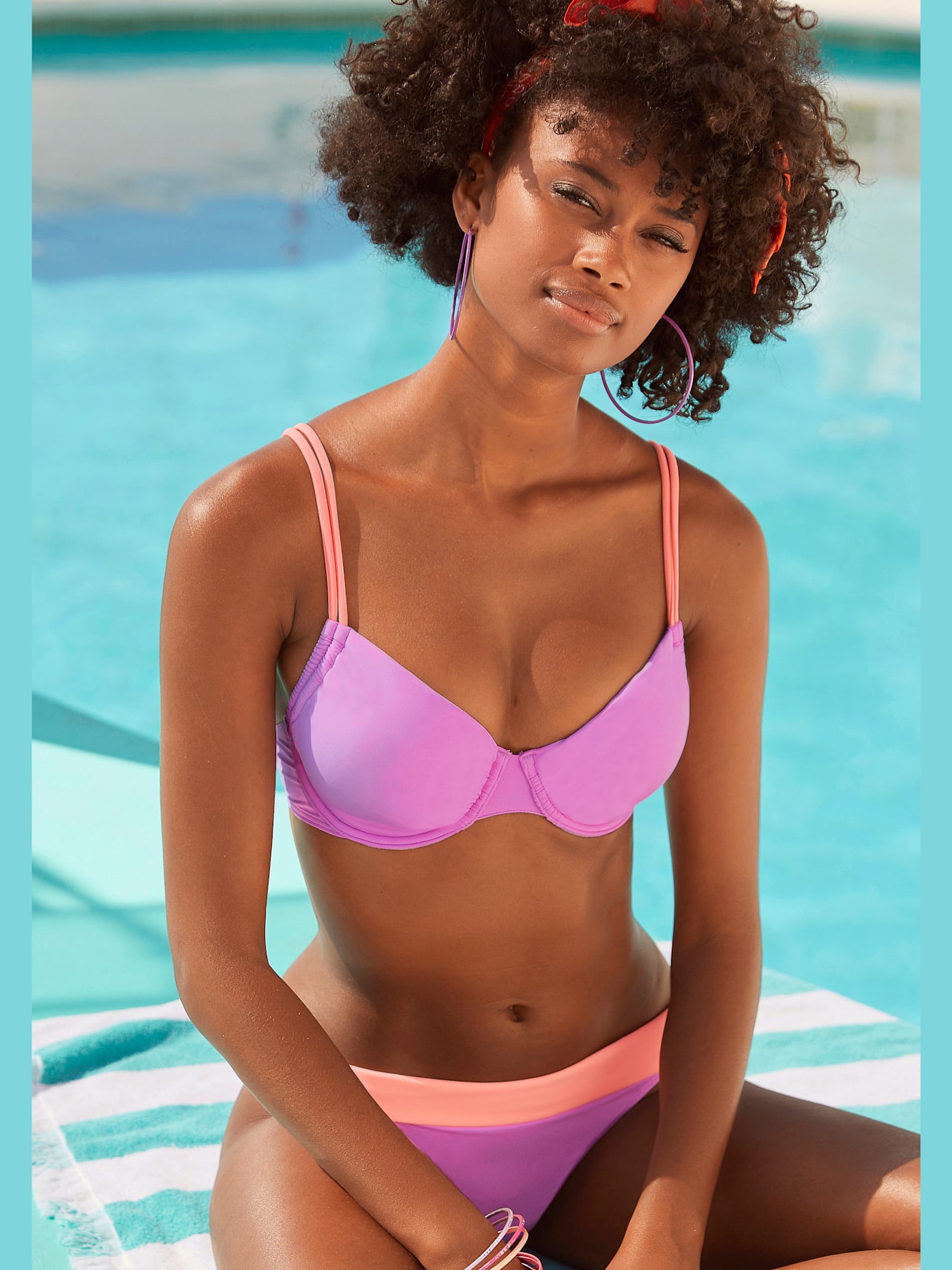 Haut de maillot de bain à armatures design contrasté tendance