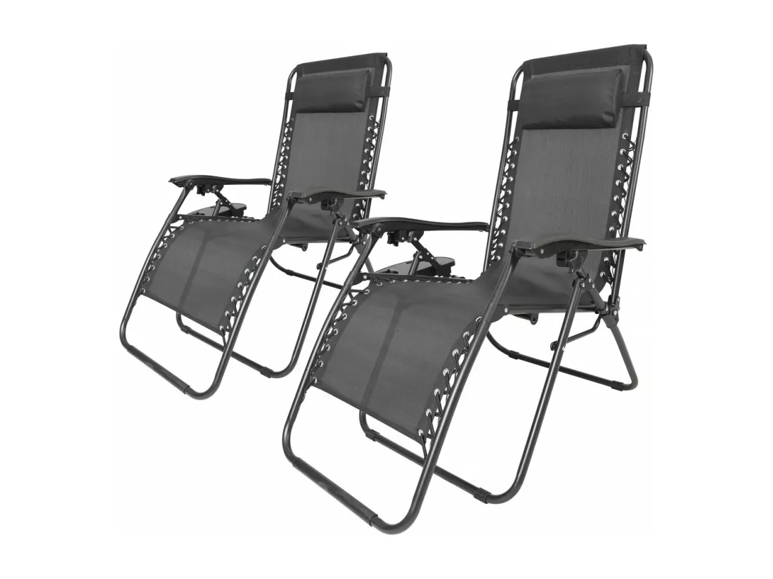 Lot de 2 Fauteuils de jardin inclinable zéro gravité 