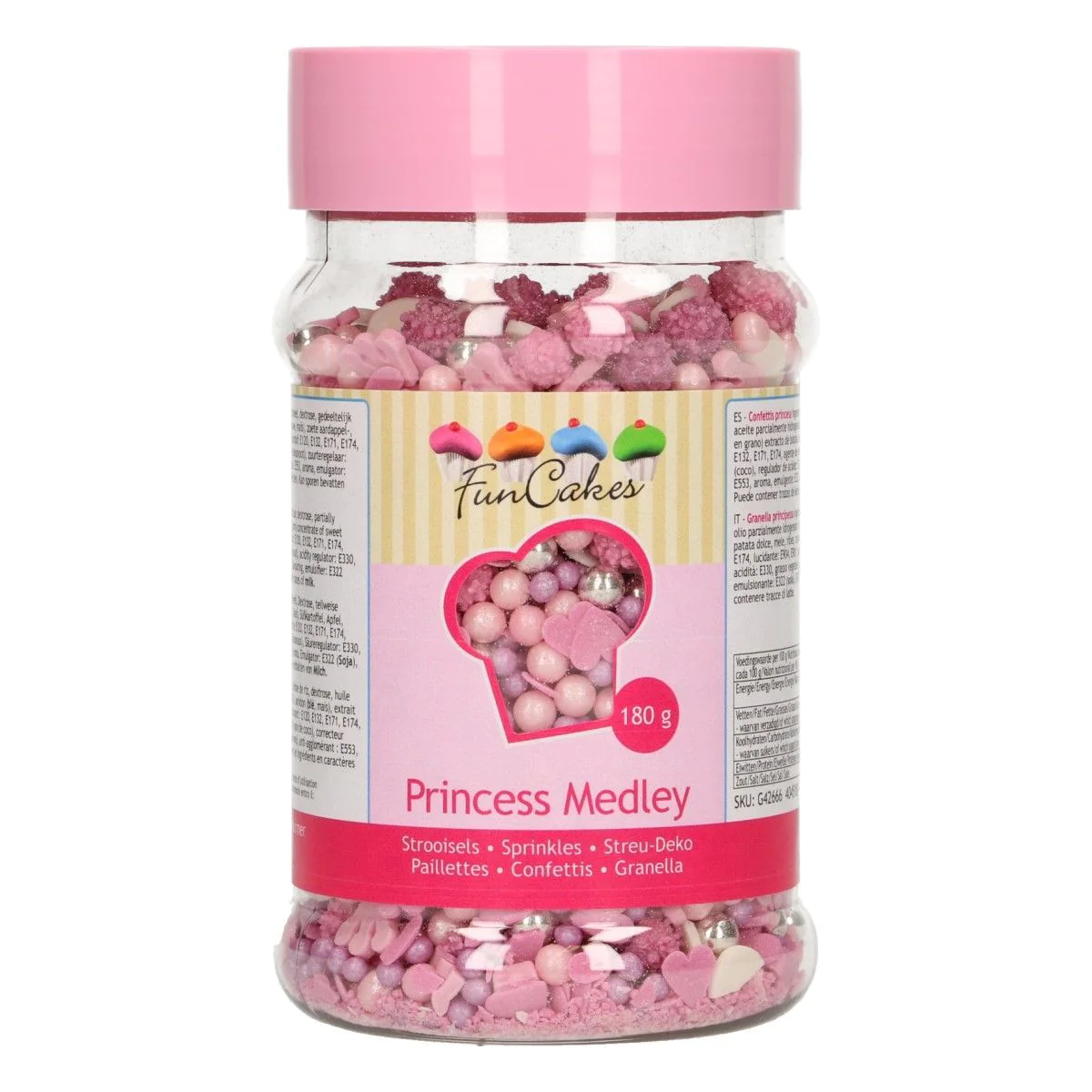 Décors sucrés rose à paillettes 180 g - Princesses CakeSupplies