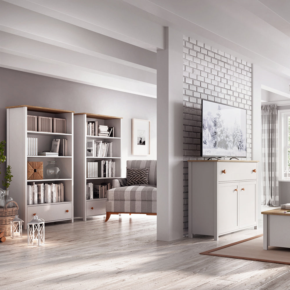 by fonQ Havin Dressoir H 131 x B 85 cm - Wit / Nash Eiken