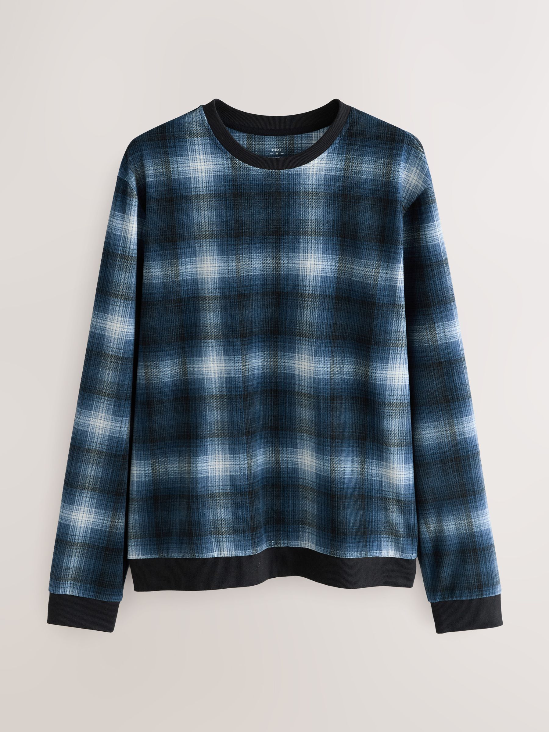 Marineblauw geruit - Motionflex - Behaaglijke pyjama met lange mouwen en boorden