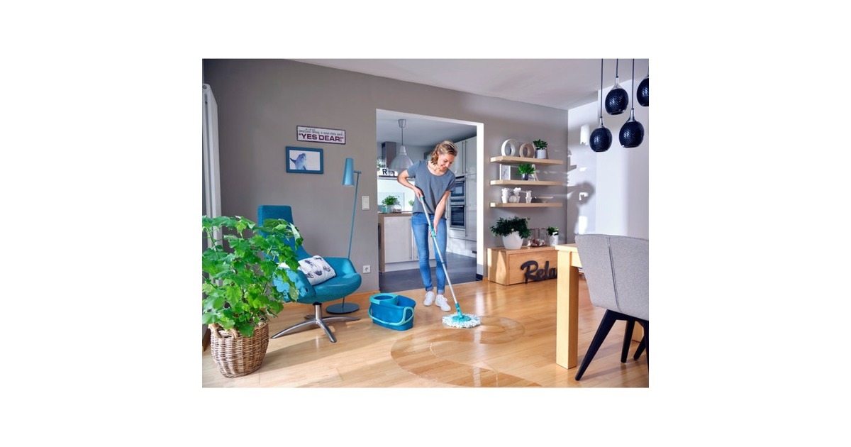 LEIFHEITDweilsysteem Set CLEAN TWIST Disc Mop Ergo Mobile vloerwisser  (Blauw/wit)