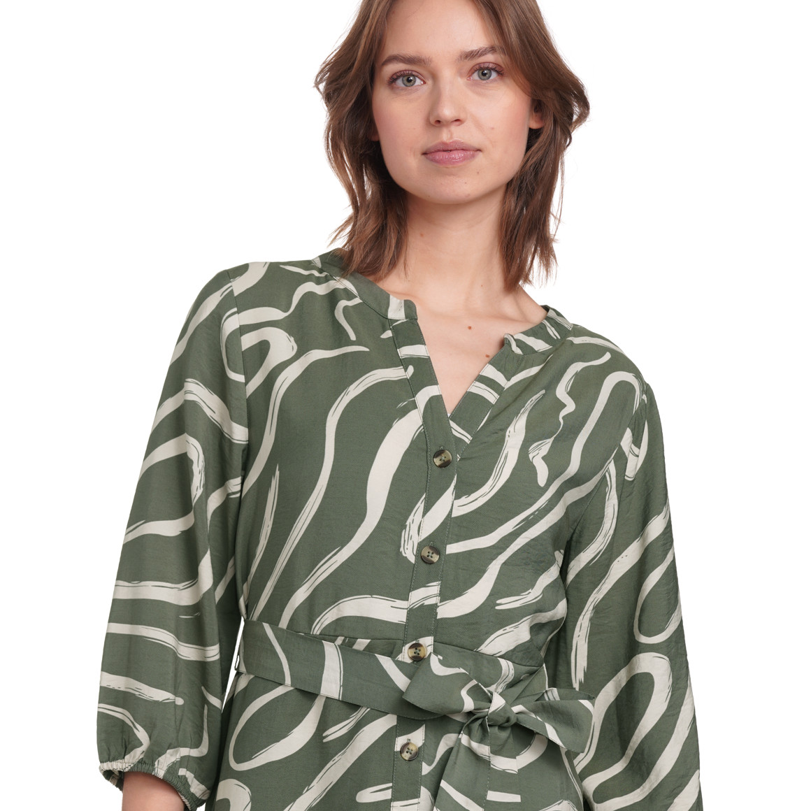 Gina Collection Damen Maxikleid aus Modal-Mix oliv