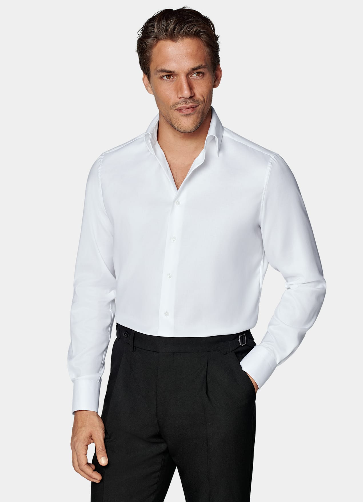 Chemise coupe ajustée en oxford royal blanche