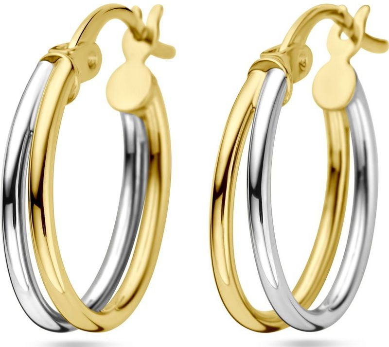 14K bicolor goud geel/wit oorringen 4208987