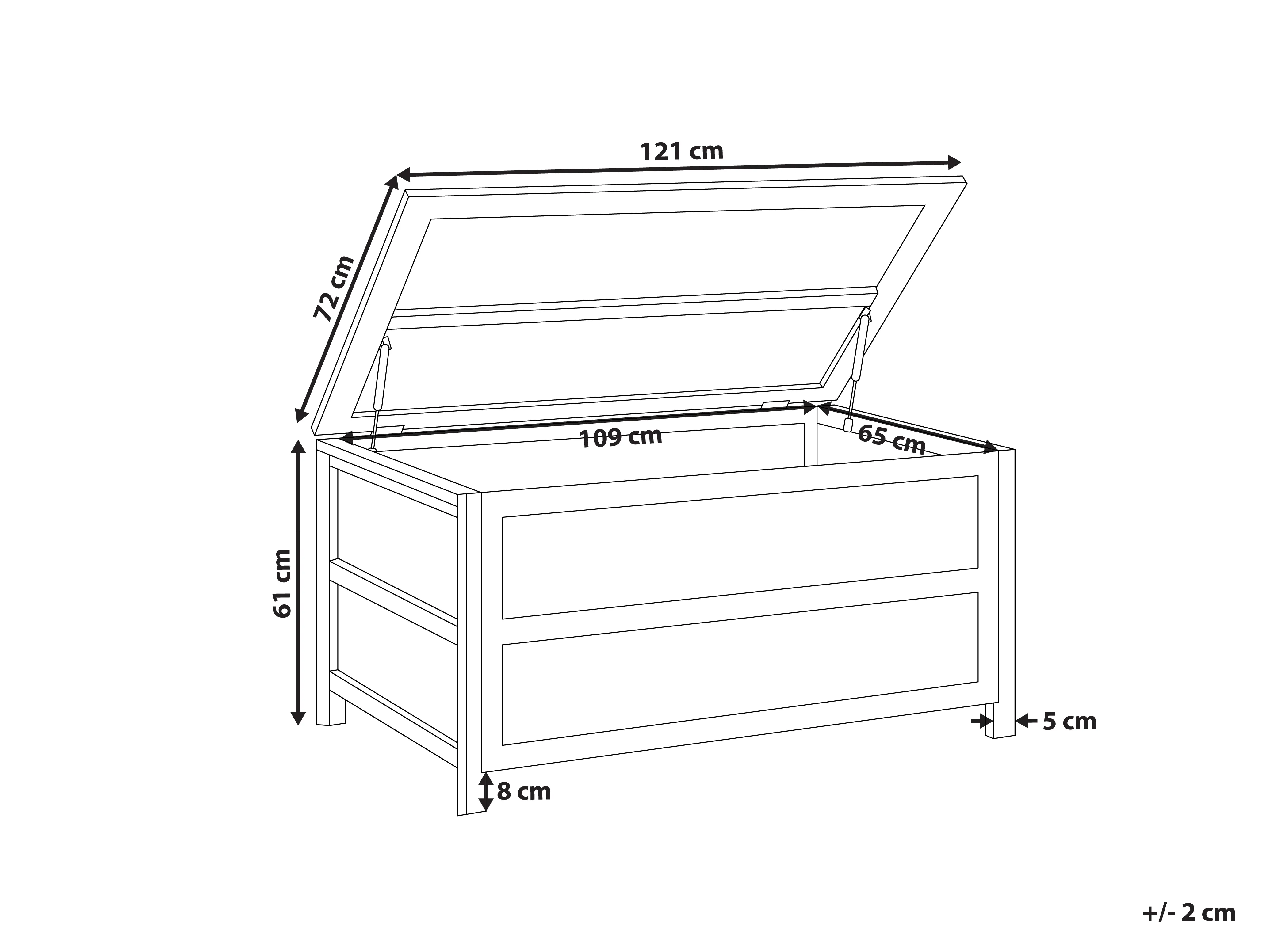Kussenbox ACATE 121 cm 72 cm Grijs