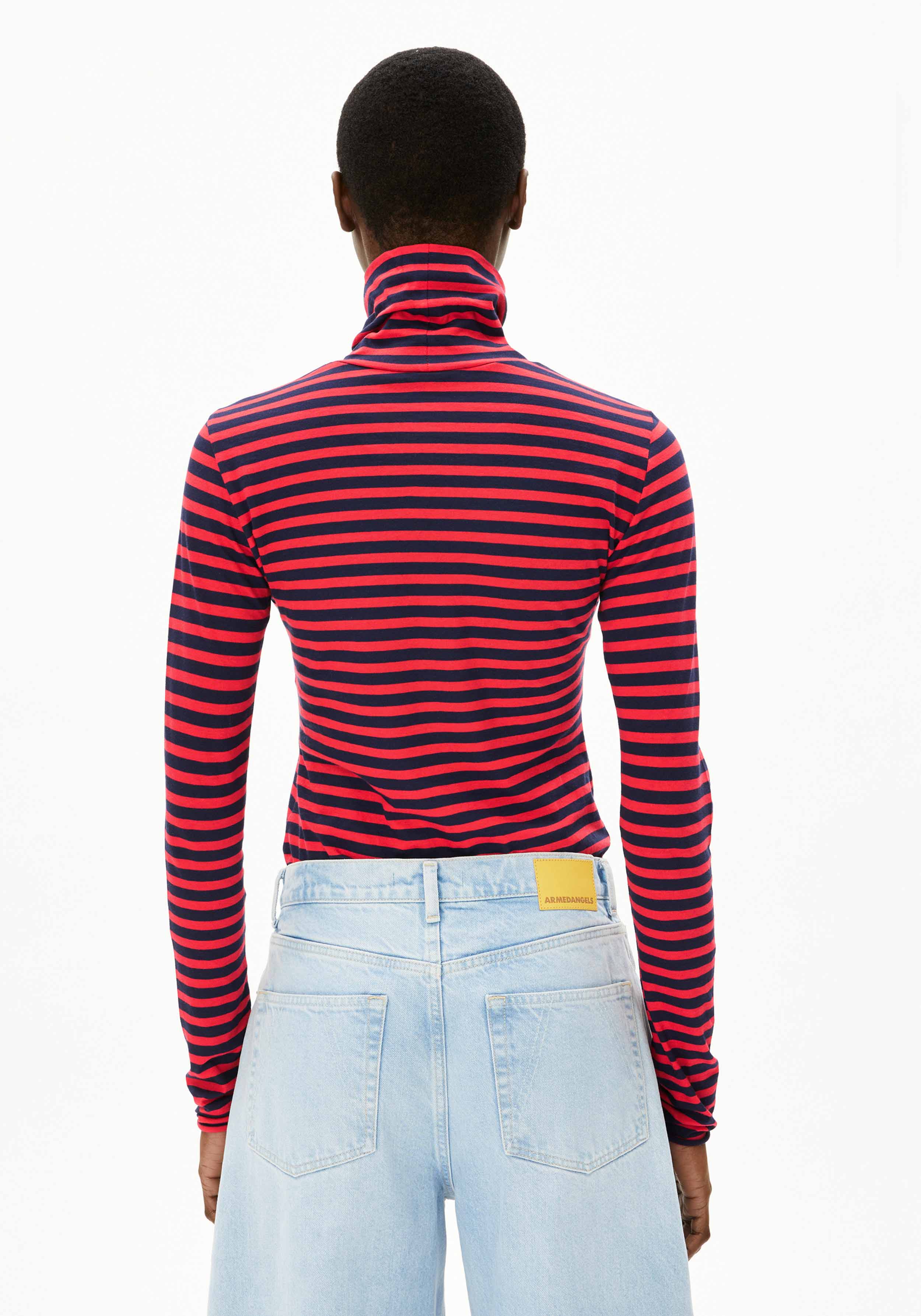 Armedangels Longsleeve Graziliaa Stripes Tinted Navy-Candy Apple
