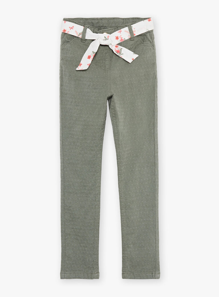 Pantalon vert feuille uni avec foulard