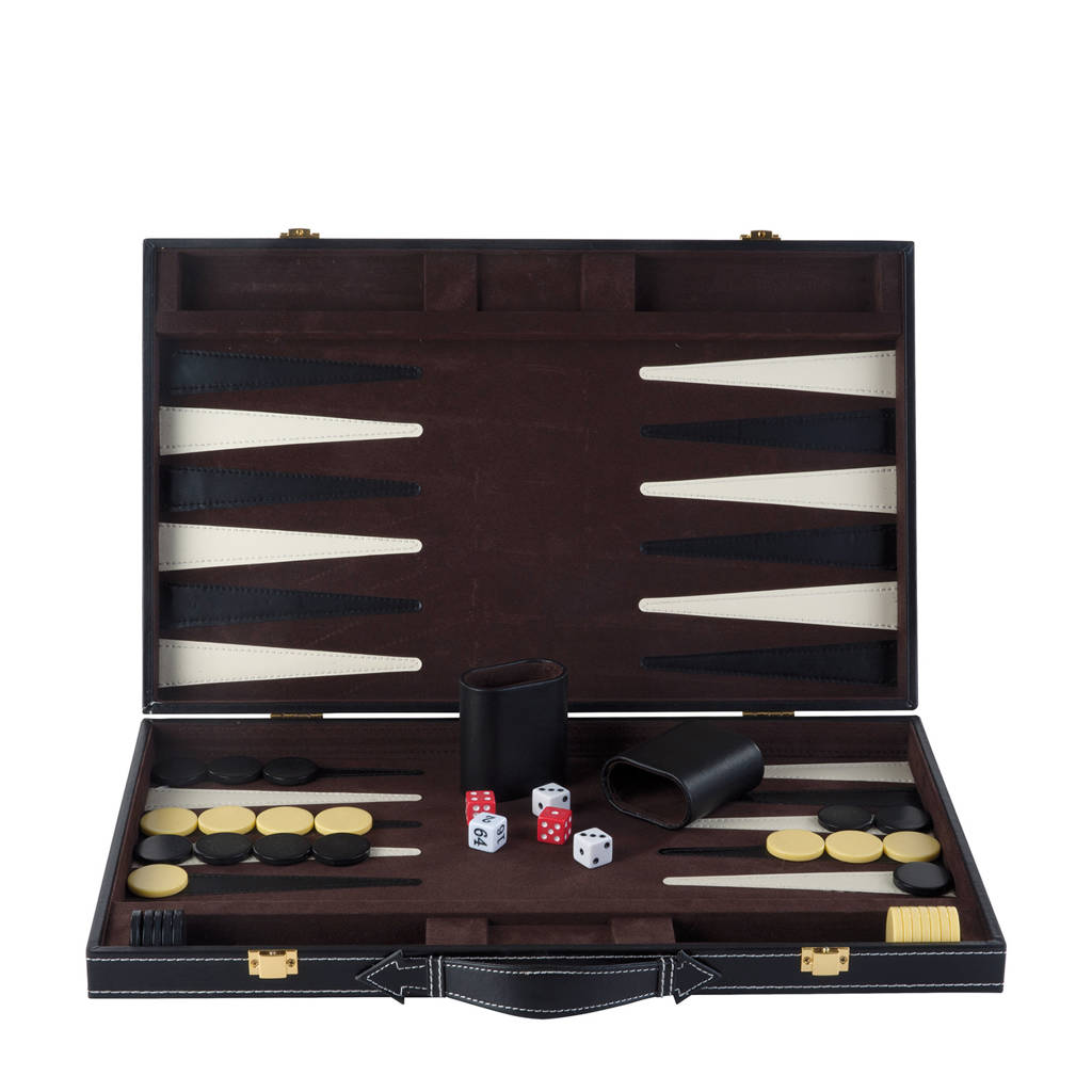 Backgammon ingelegd 46 x 30 cm zwart Backgammon ingelegd 46 x 28 cm zwart