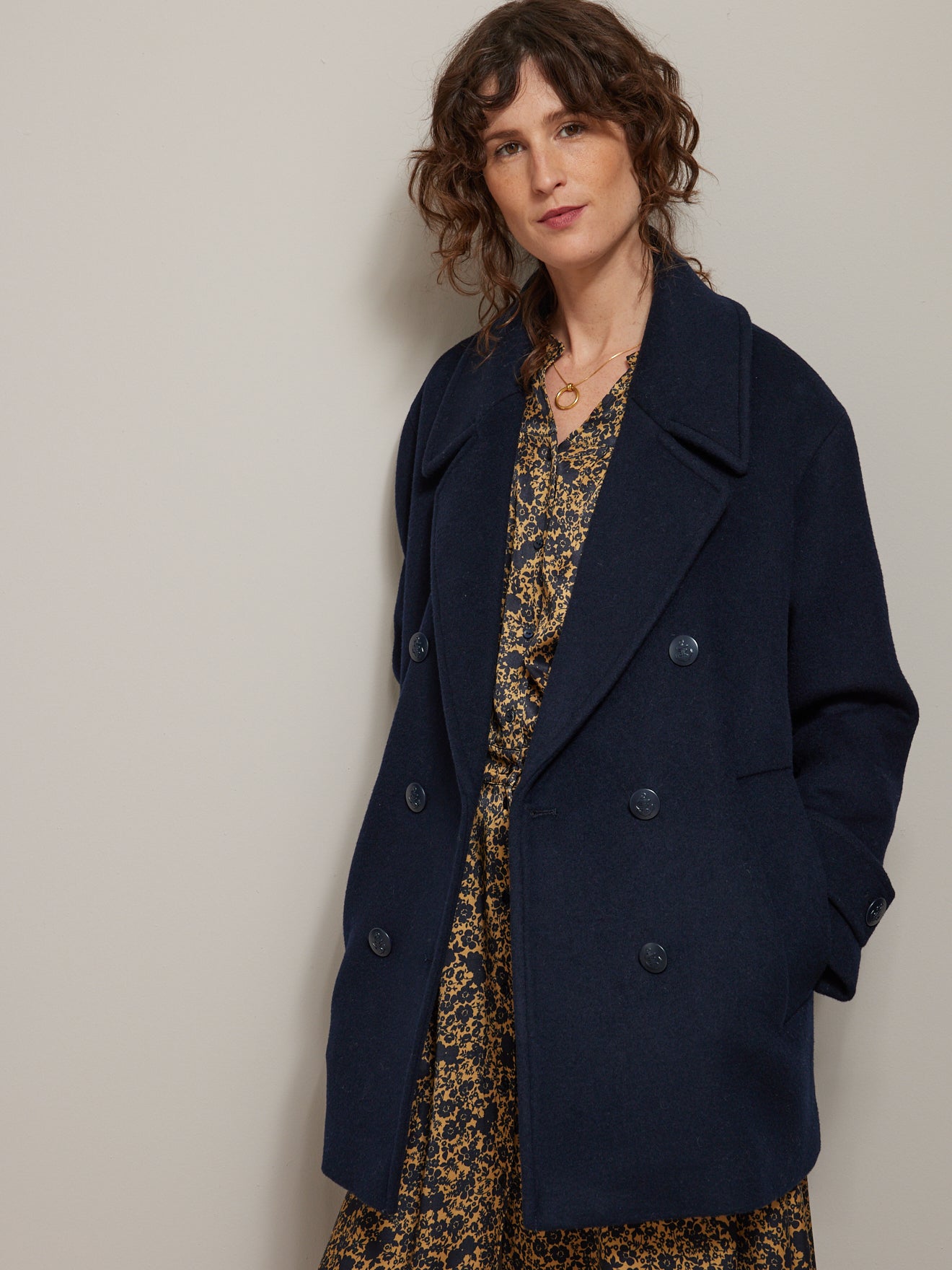 Caban double boutonnage lainage femme