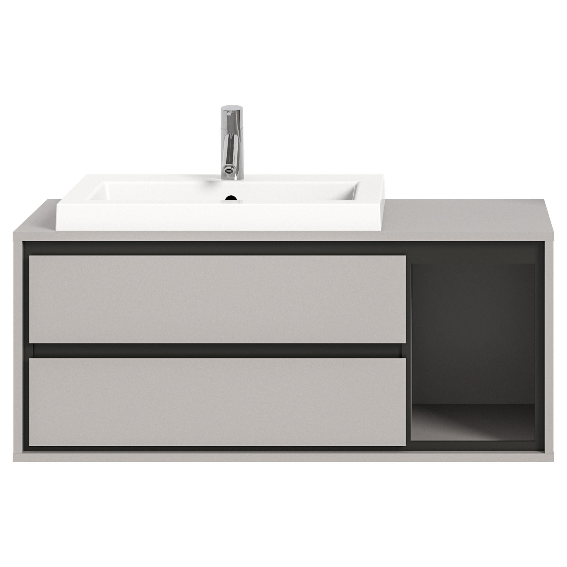 Waschbeckenunterschrank JARU - grau-schwarz - 100 cm