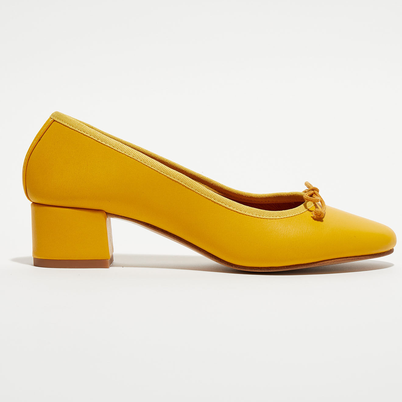 Quartier Latin Ballerines trotteurs en Cuir Diane jaune moutarde - Talon 4 cm